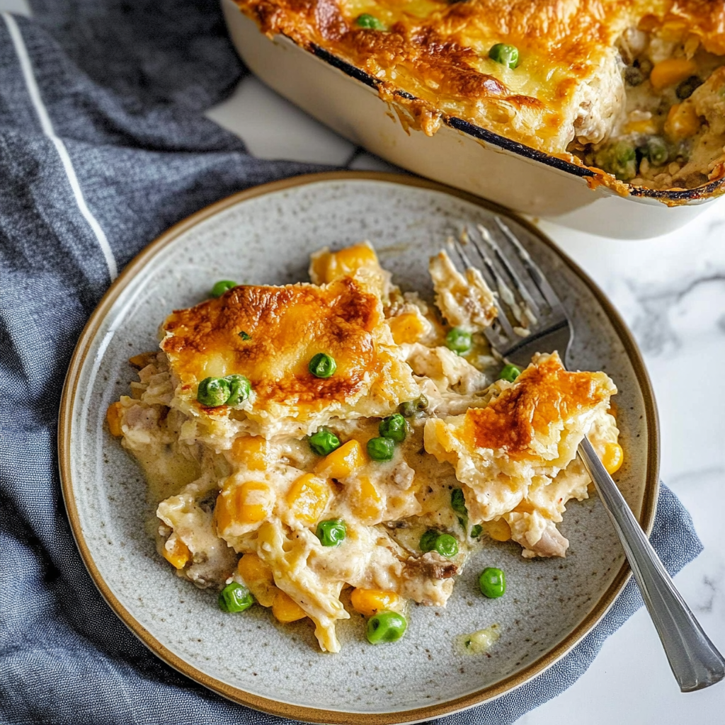 Recipe preparation for Chicken Pot Pie Bubble Up Casserole