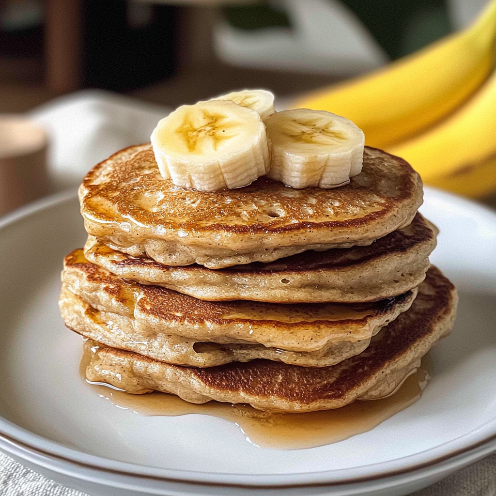 Recipe preparation for Fluffy Banana Oatmeal Pancakes