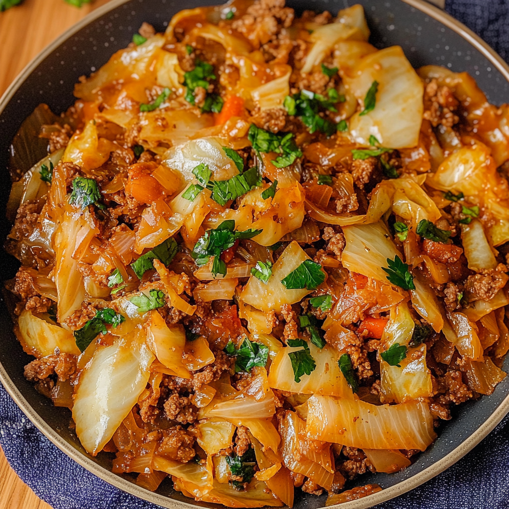 Recipe preparation for Cabbage Ground Beef Stir-Fry