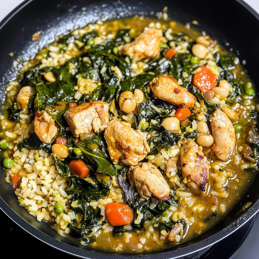 Recipe preparation for Chicken, Spinach and Rice
