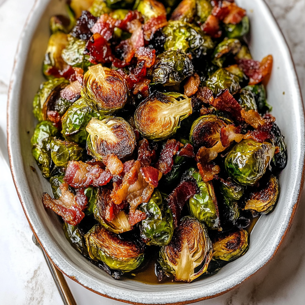 Recipe preparation for Instant Pot Balsamic Glazed Brussels Sprouts with Bacon