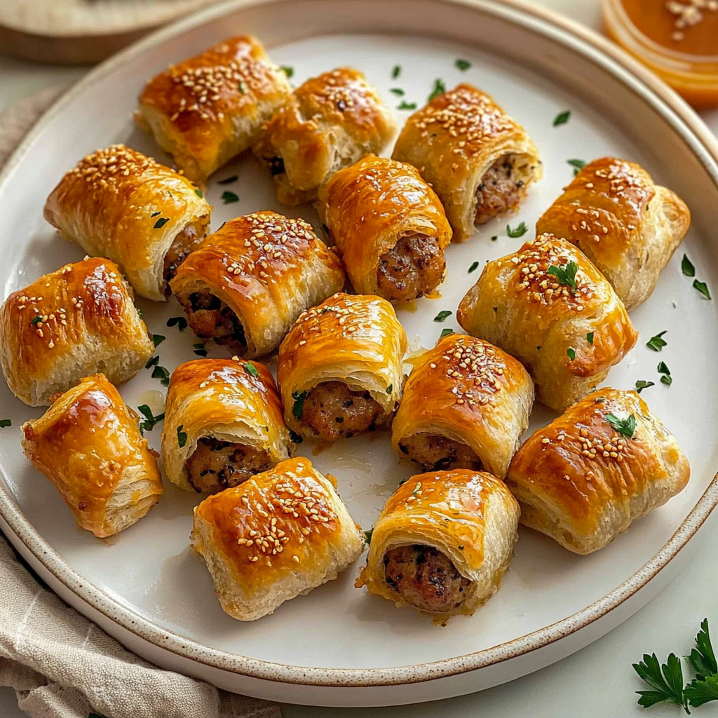 Recipe preparation for Mini Sausage Rolls with Honey Mustard