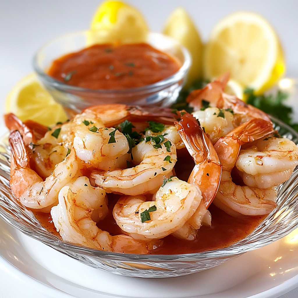 Recipe preparation for Shrimp Cocktail with Spicy Sriracha Remoulade