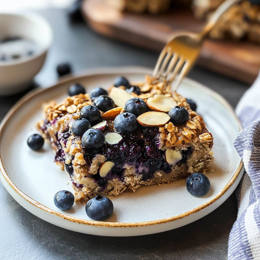Recipe preparation for Blueberry and Almond Baked Oatmeal