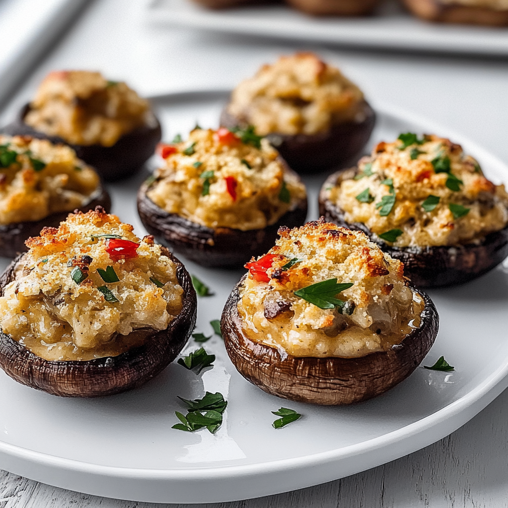 Recipe preparation for Crab Stuffed Mushrooms with Garlic Butter