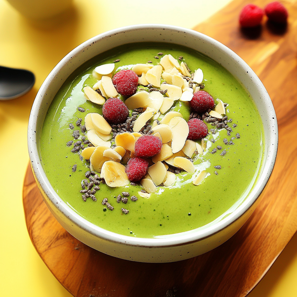 Recipe preparation for Matcha Green Smoothie Bowl