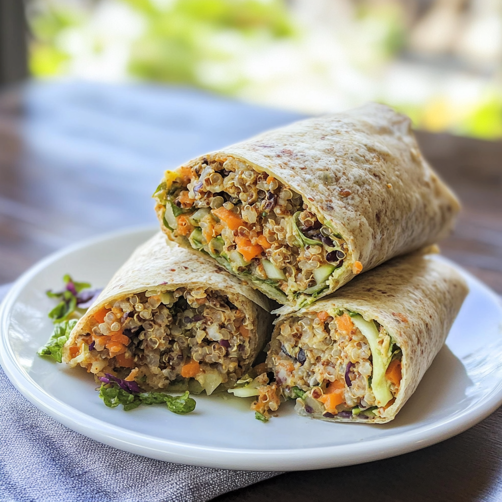 Recipe preparation for Quinoa Veggie Wrap