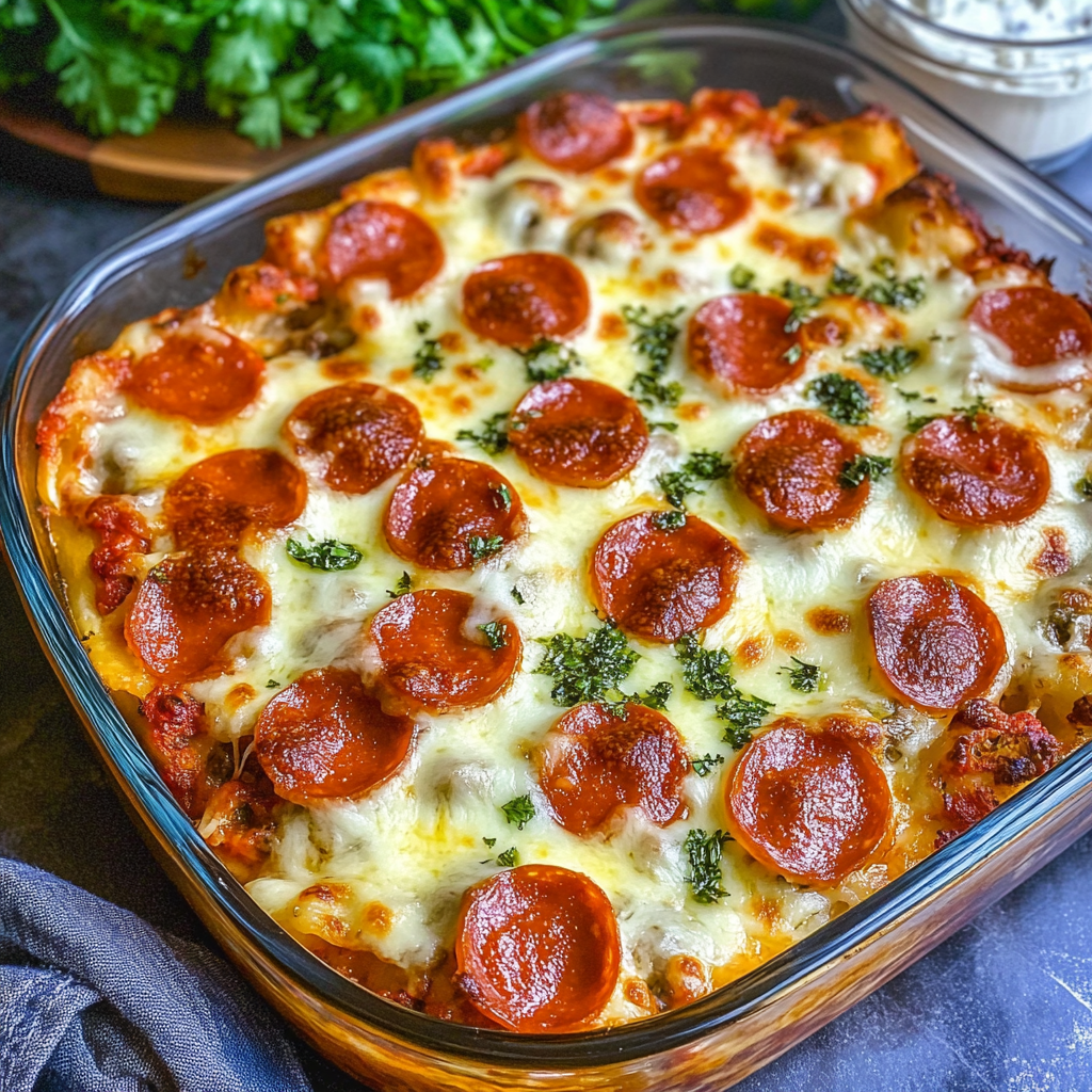Recipe preparation for Bubble Up Pizza Casserole