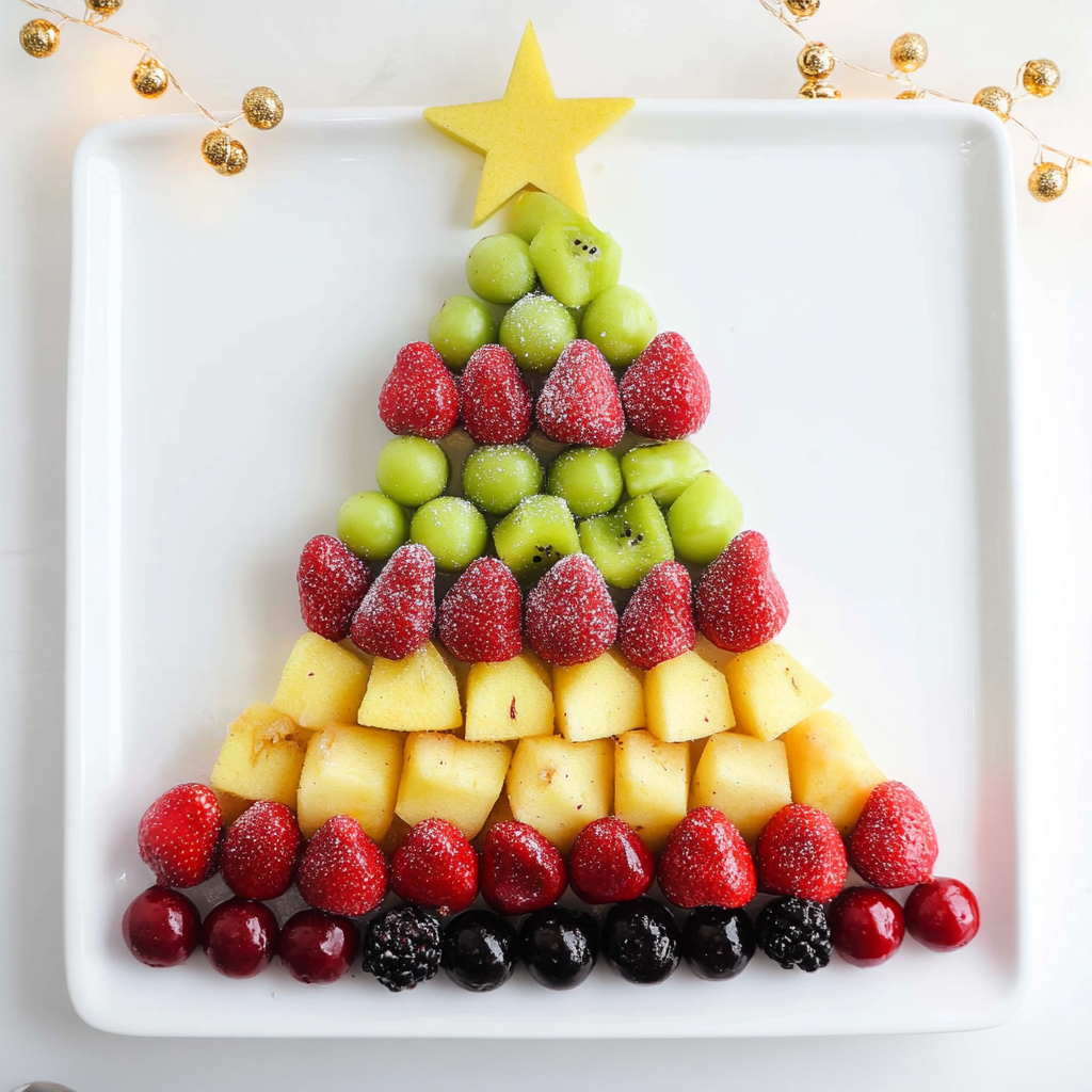 Recipe preparation for christmas tree fruit platter