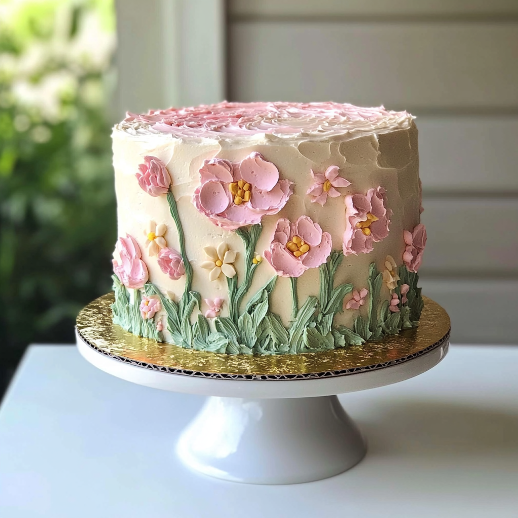 Recipe preparation for Floral Painted Buttercream Cake