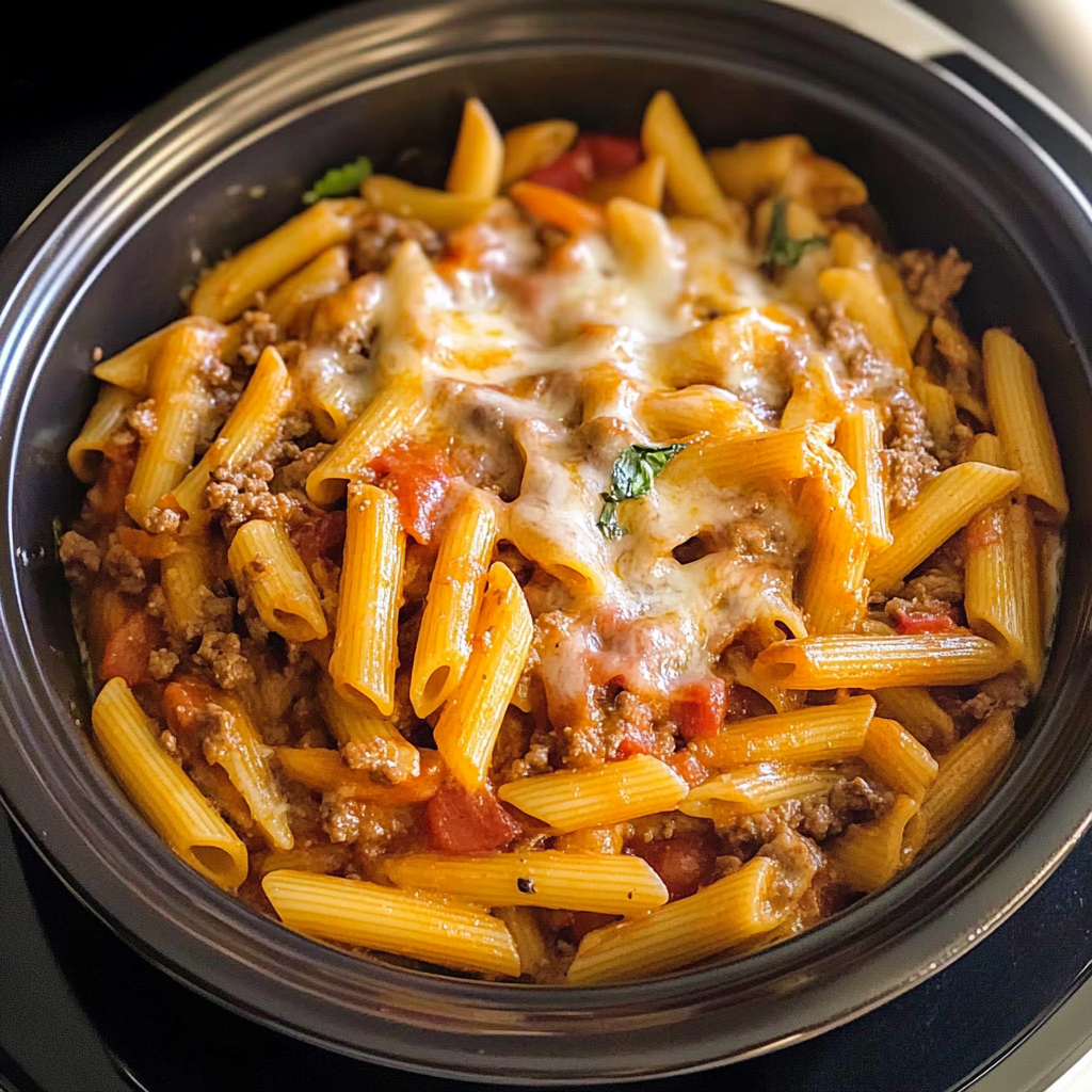 Recipe preparation for Slow Cooker Cheesy Penne