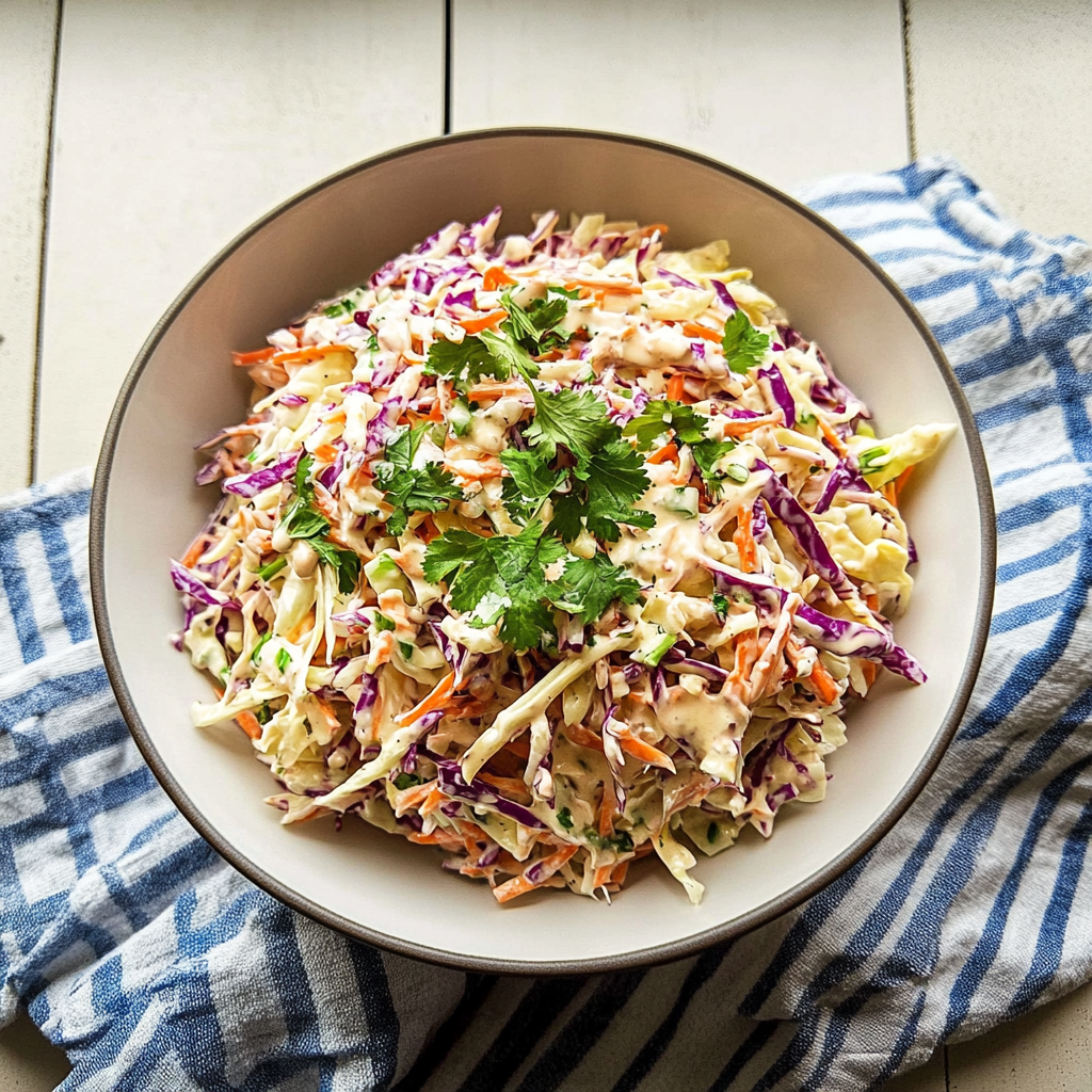 Recipe preparation for Creamy Vegan Coleslaw