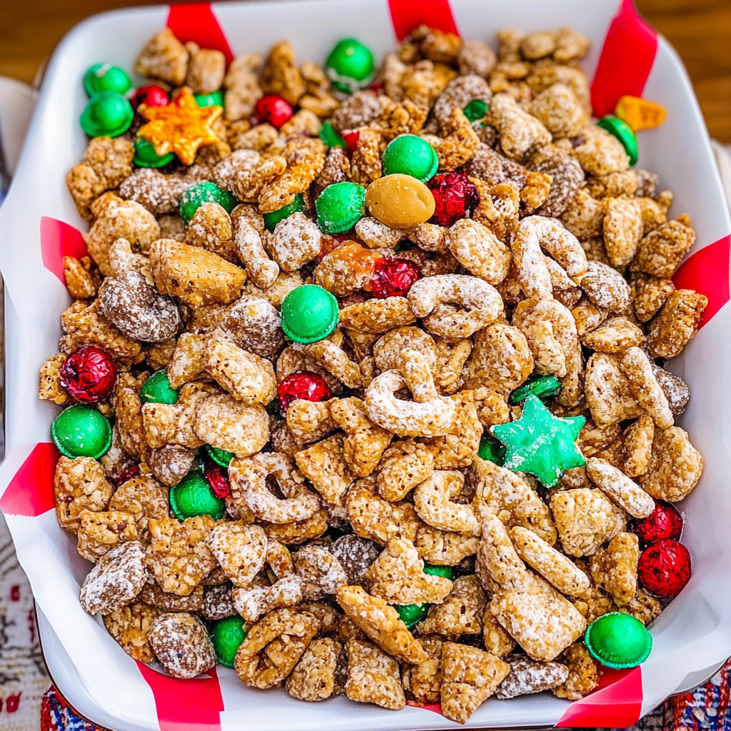 Recipe preparation for Reindeer Chow is the Christmas snack mix