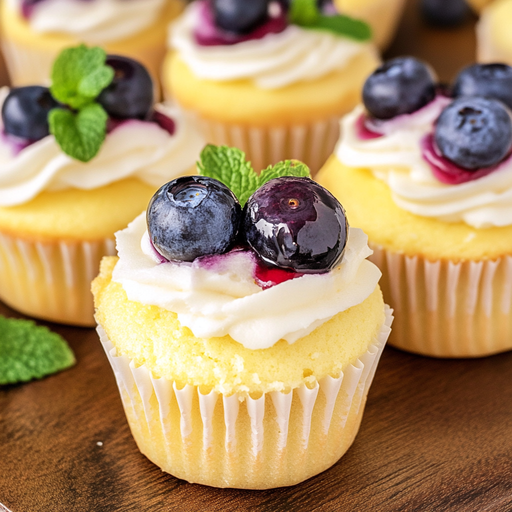 Recipe preparation for Blueberry Lemon Cheesecake Cupcakes