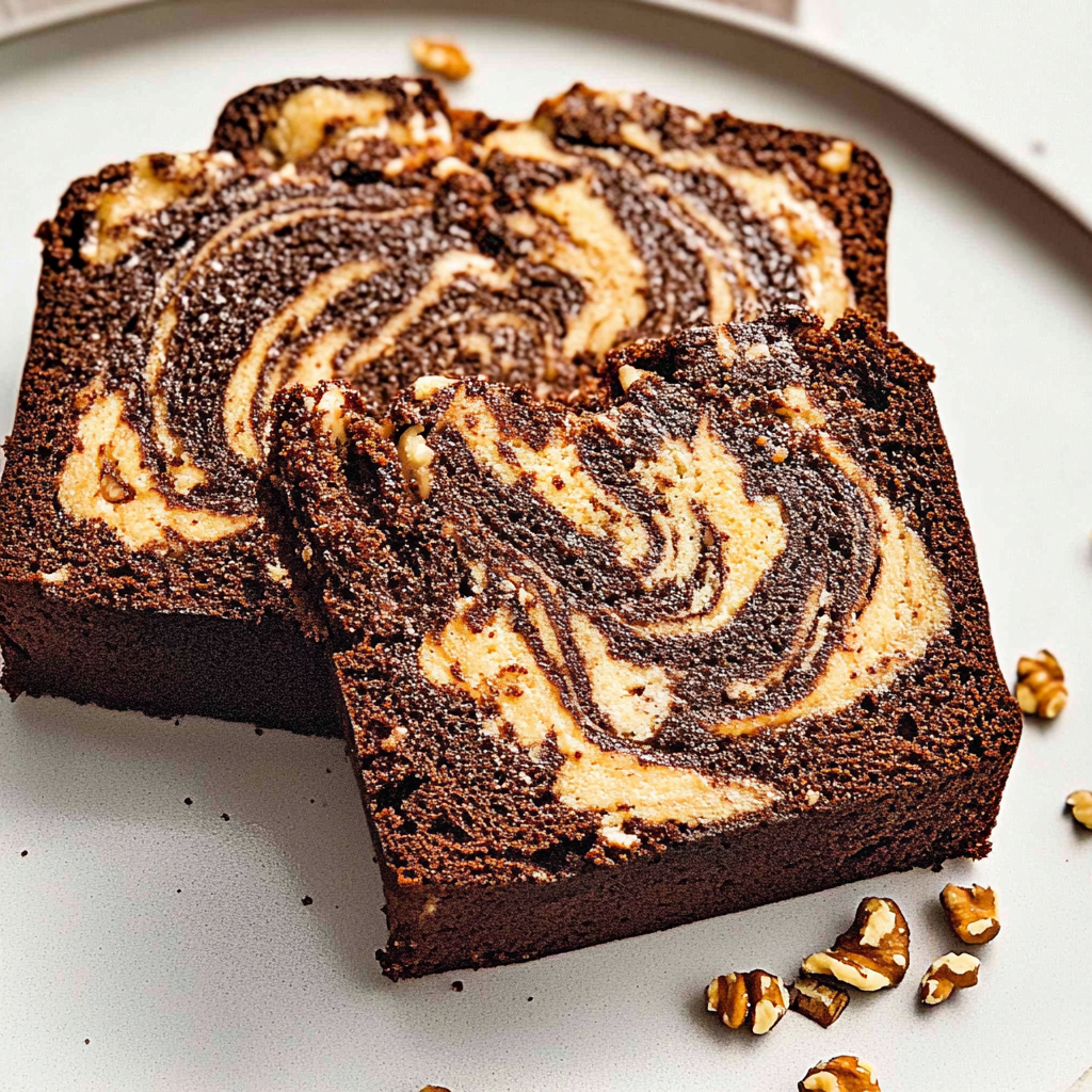Recipe preparation for Chocolate Hazelnut Swirl Loaf Cake