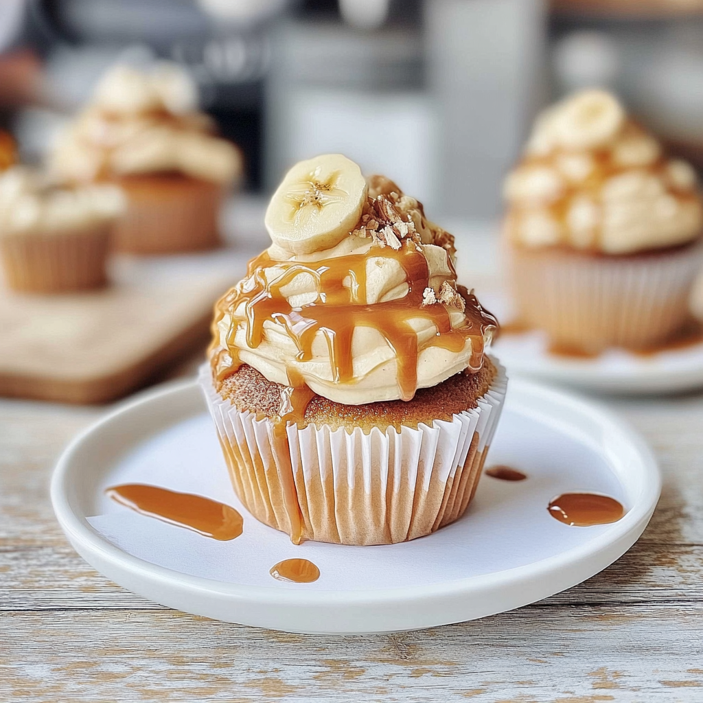 Recipe preparation for Caramel Banana Cupcakes with Toffee Frosting