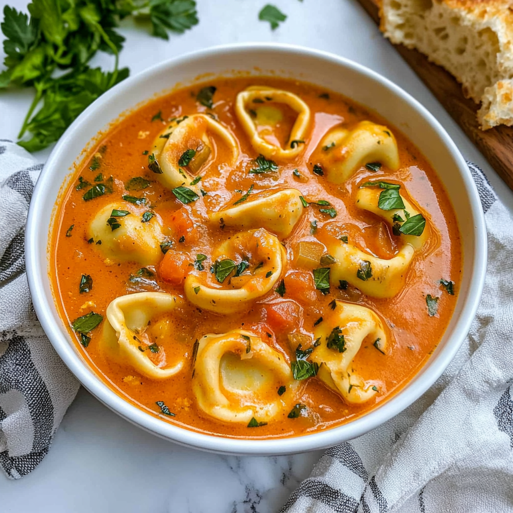 Recipe preparation for Instant Pot Creamy Tomato Tortellini Soup