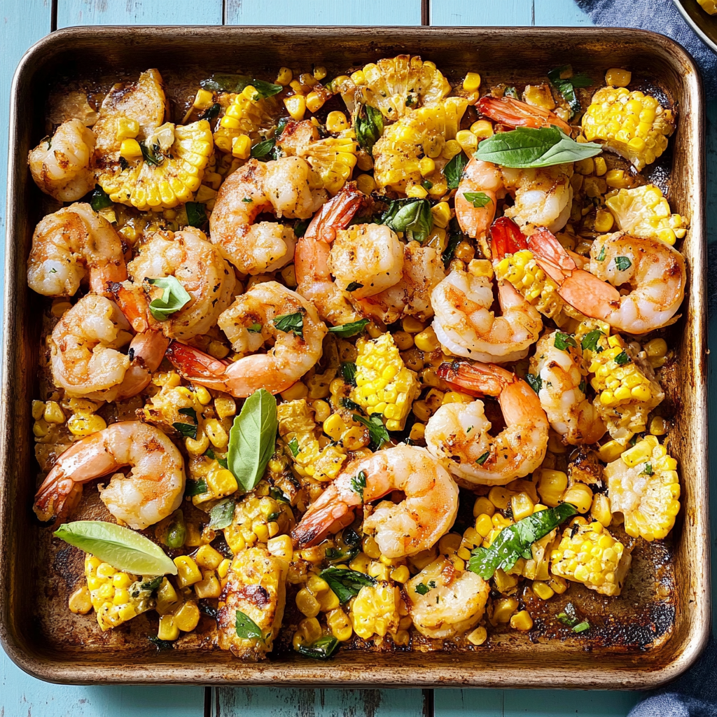 Recipe preparation for sheet pan shrimp and corn