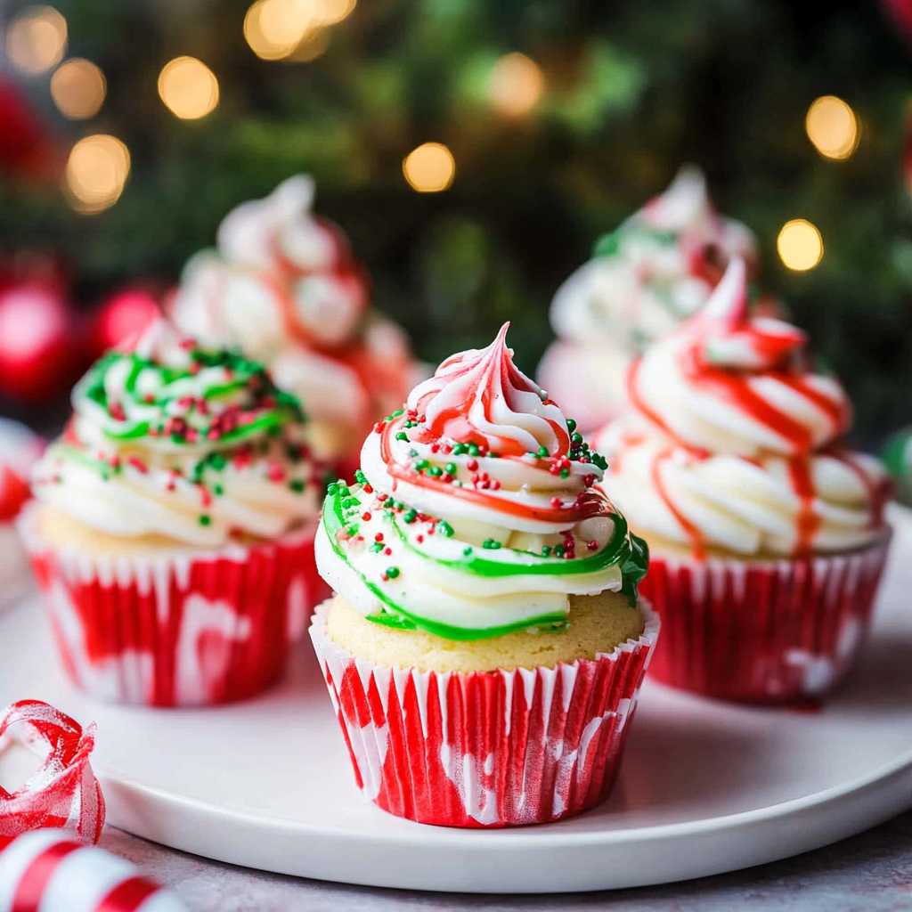 Recipe preparation for Very Merry Marble Christmas Cupcakes