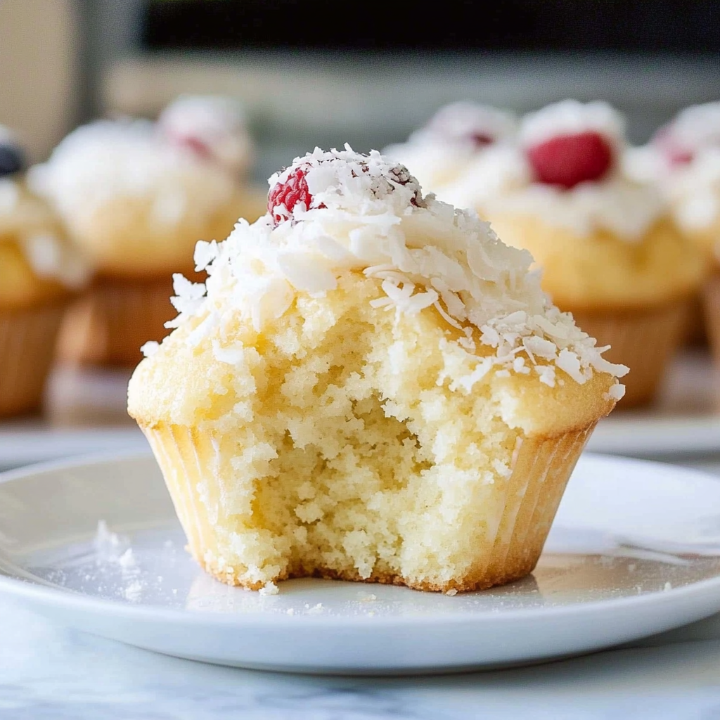 Recipe preparation for Snowball Coconut Cupcakes
