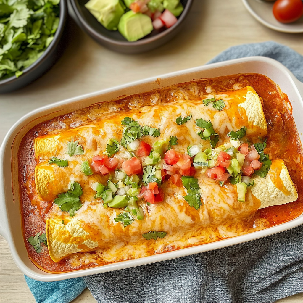 Recipe preparation for cheese enchiladas
