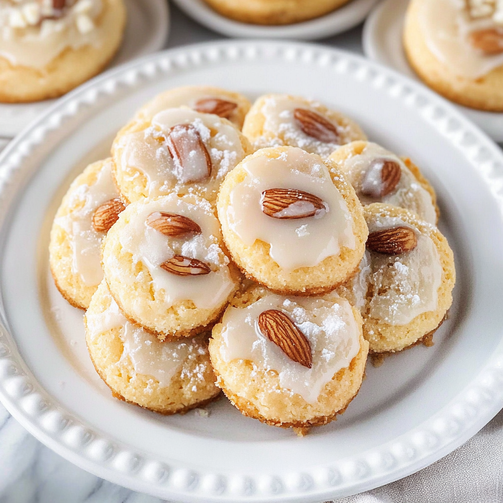 Recipe preparation for glazed almond cookies