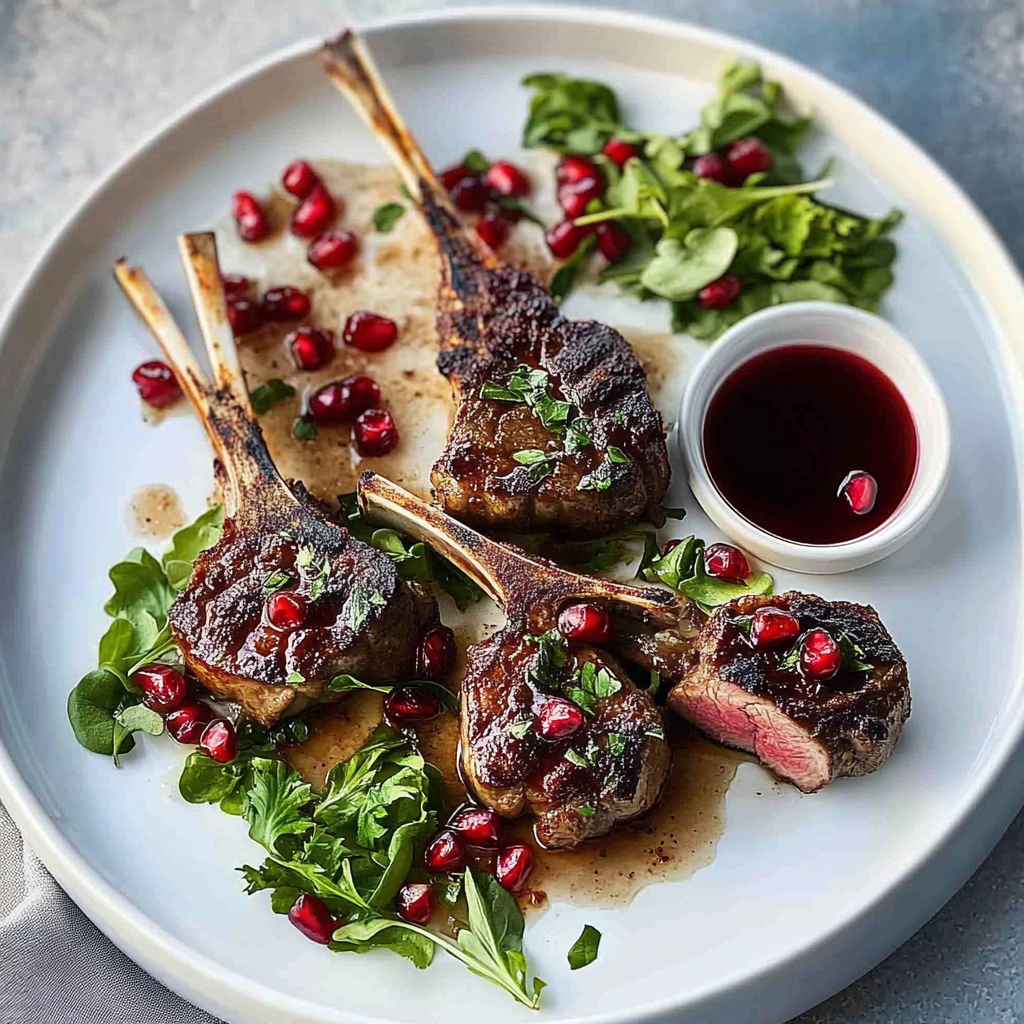 Recipe preparation for Sheet Pan Christmas Spiced Lamb Chops with Pomegranate