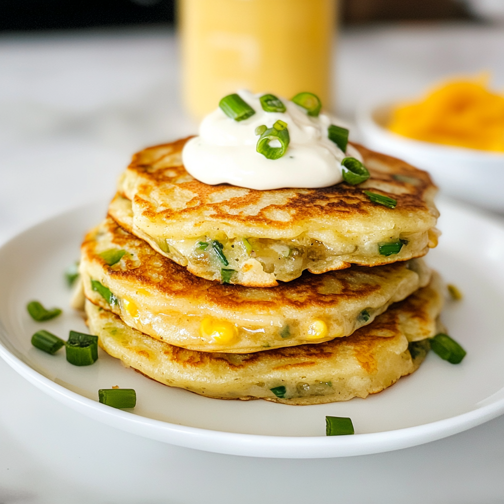 Recipe preparation for Savory Cottage Cheese & Green Onion Protein Pancakes