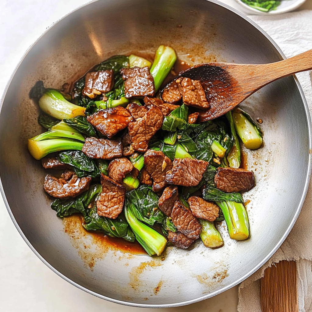 Recipe preparation for Beef Stir-Fry with Baby Bok Choy & Ginger