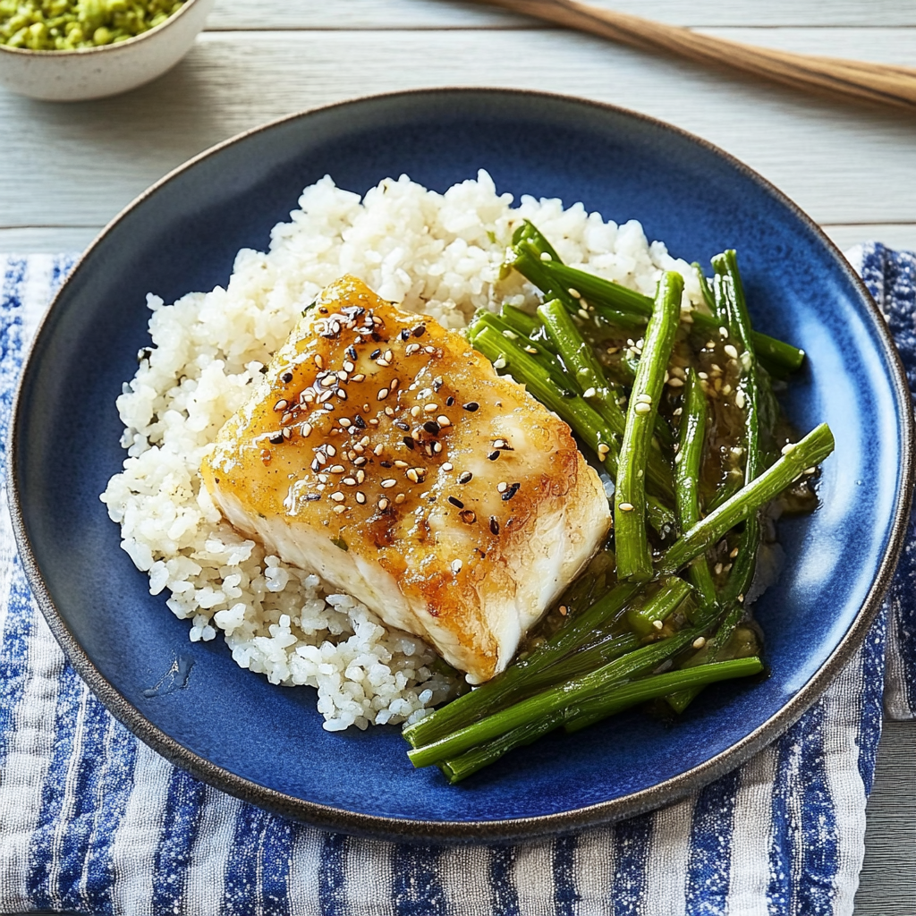 Recipe preparation for Sheet-Pan Miso-Ginger Cod with Shaved Asparagus