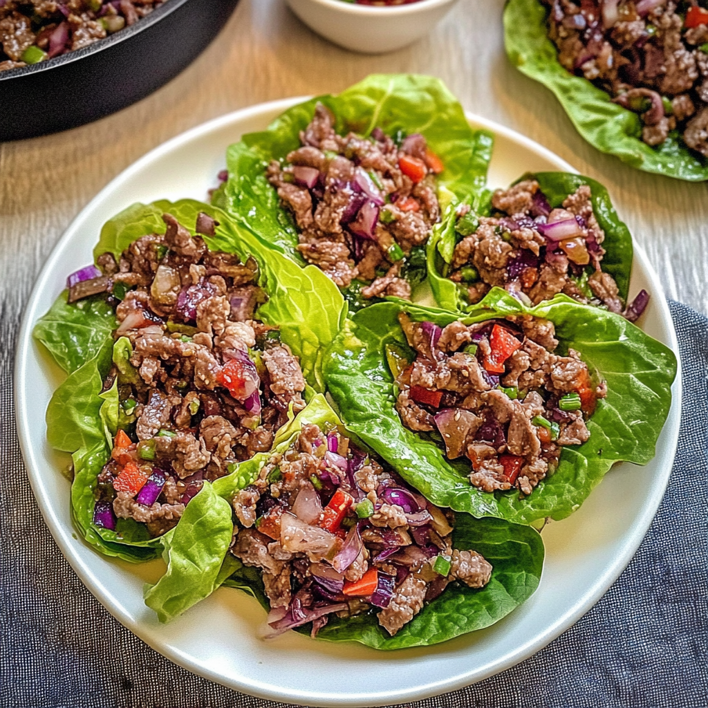 Recipe preparation for Ground Beef Lettuce Wraps