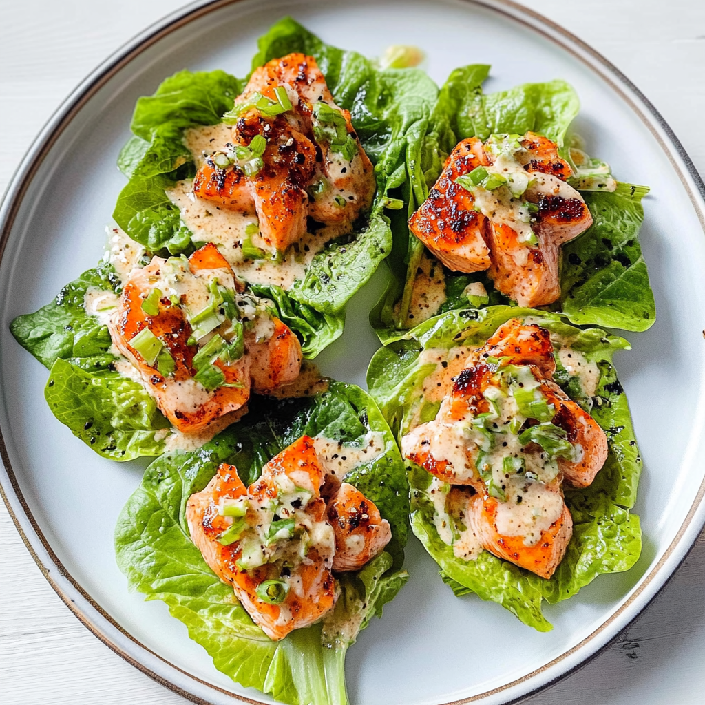 Recipe preparation for Salmon Lettuce Boats