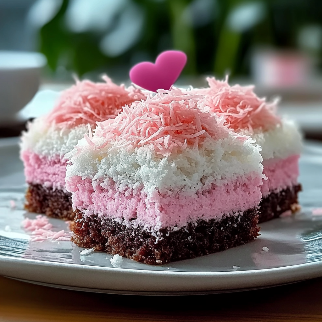 Recipe preparation for Pink Coconut Snowball Cake Bars