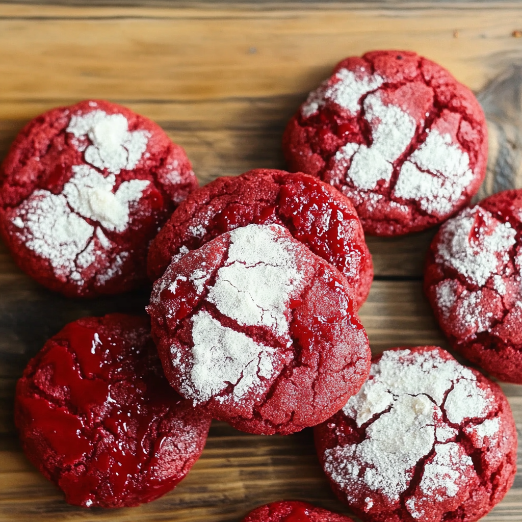 Recipe preparation for Red Velvet Crinkle Cookies