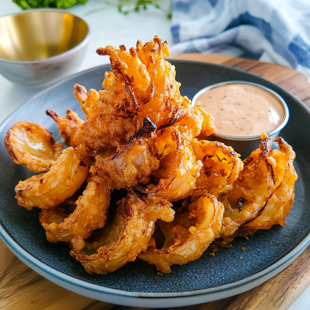 Recipe preparation for Crispy Air Fryer Blooming Onion