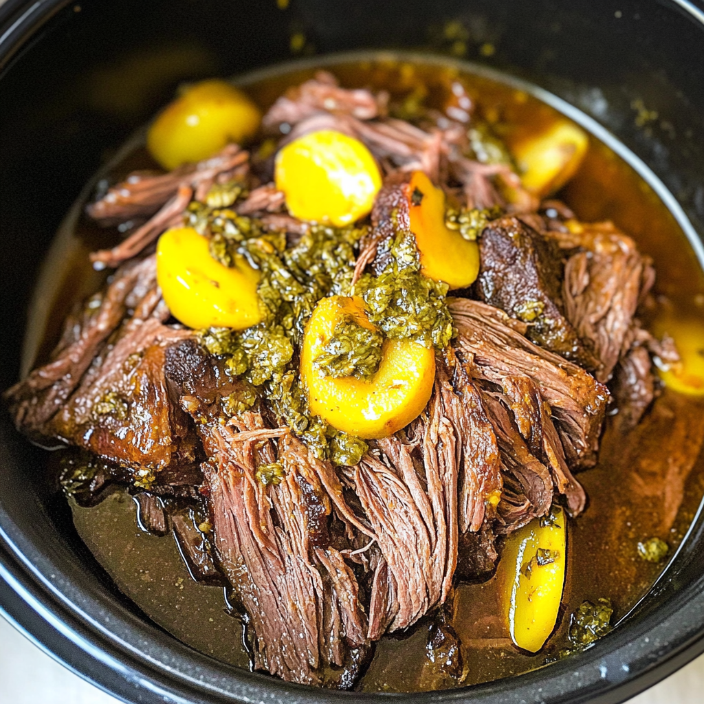 Recipe preparation for Slow Cooker Mississippi Pot Roast