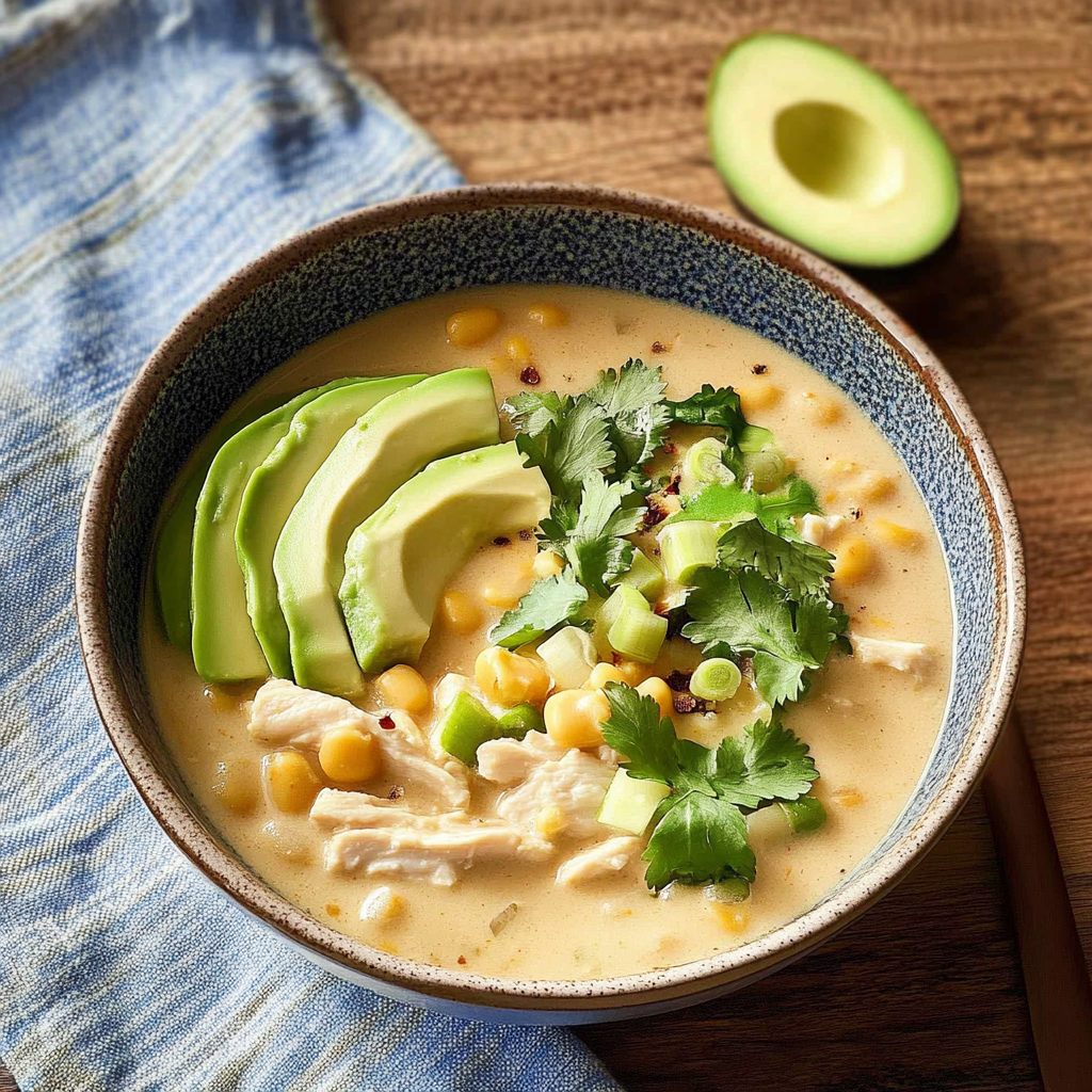 Recipe preparation for White Chicken Chili with Avocado