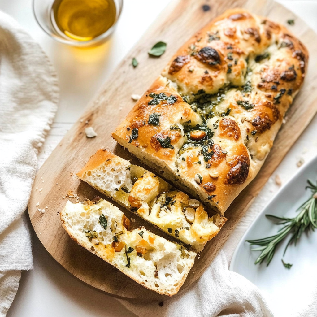 Recipe preparation for No-Knead Breakfast Focaccia with Spring Herbs