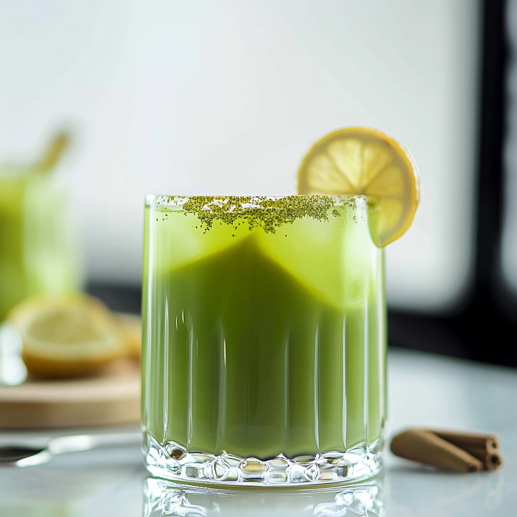 Recipe preparation for Matcha Ginger Lemonade