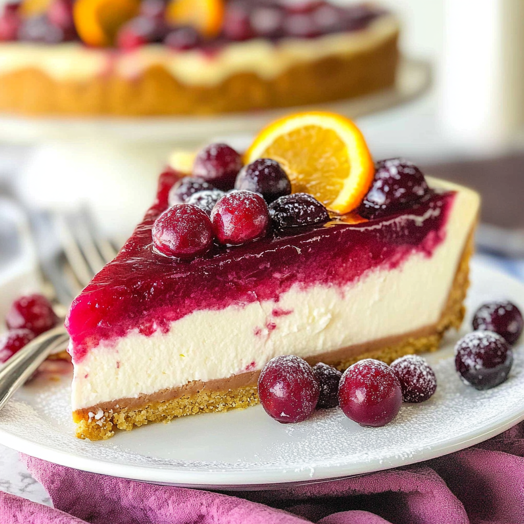Recipe preparation for no bake cranberry orange cheesecake