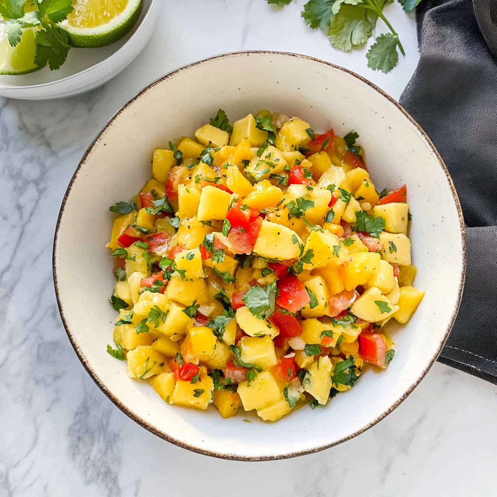 Recipe preparation for Spicy Mango Salsa