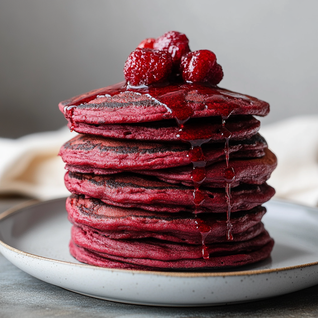 Recipe preparation for Red Velvet Pancakes