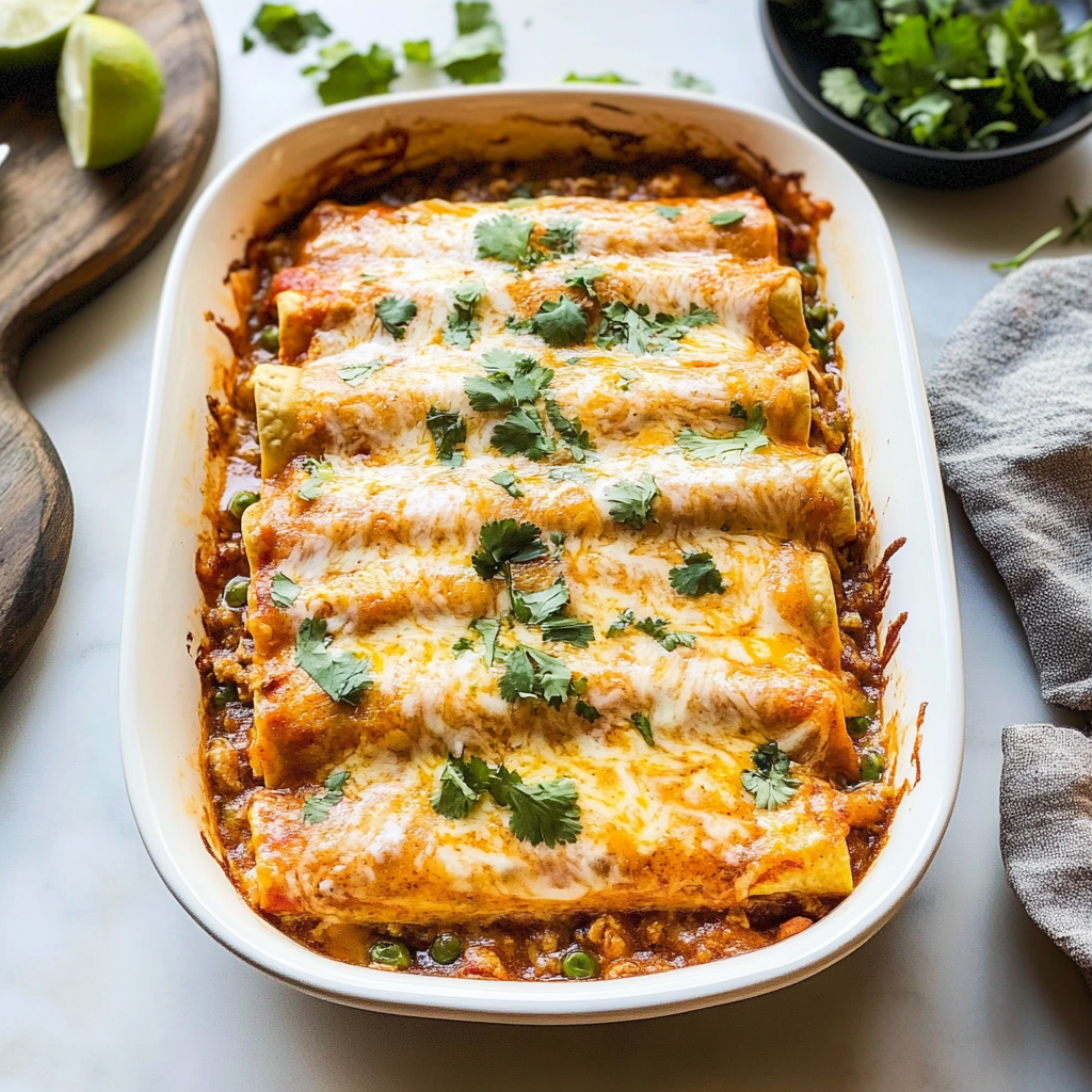 Recipe preparation for Enchilada Chicken Bake