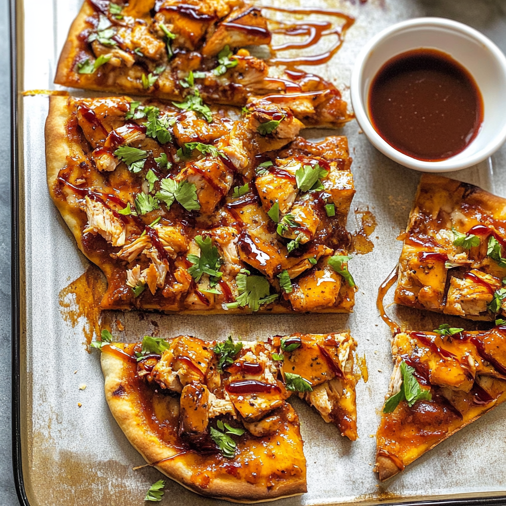 Recipe preparation for BBQ Chicken Flatbread