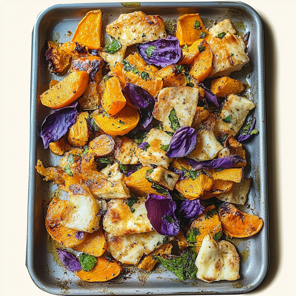 Recipe preparation for Sheet Pan Halloumi and Winter Squash