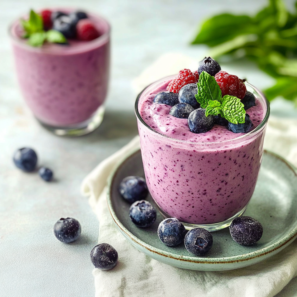 Recipe preparation for High-Protein Berry Flaxseed Smoothie