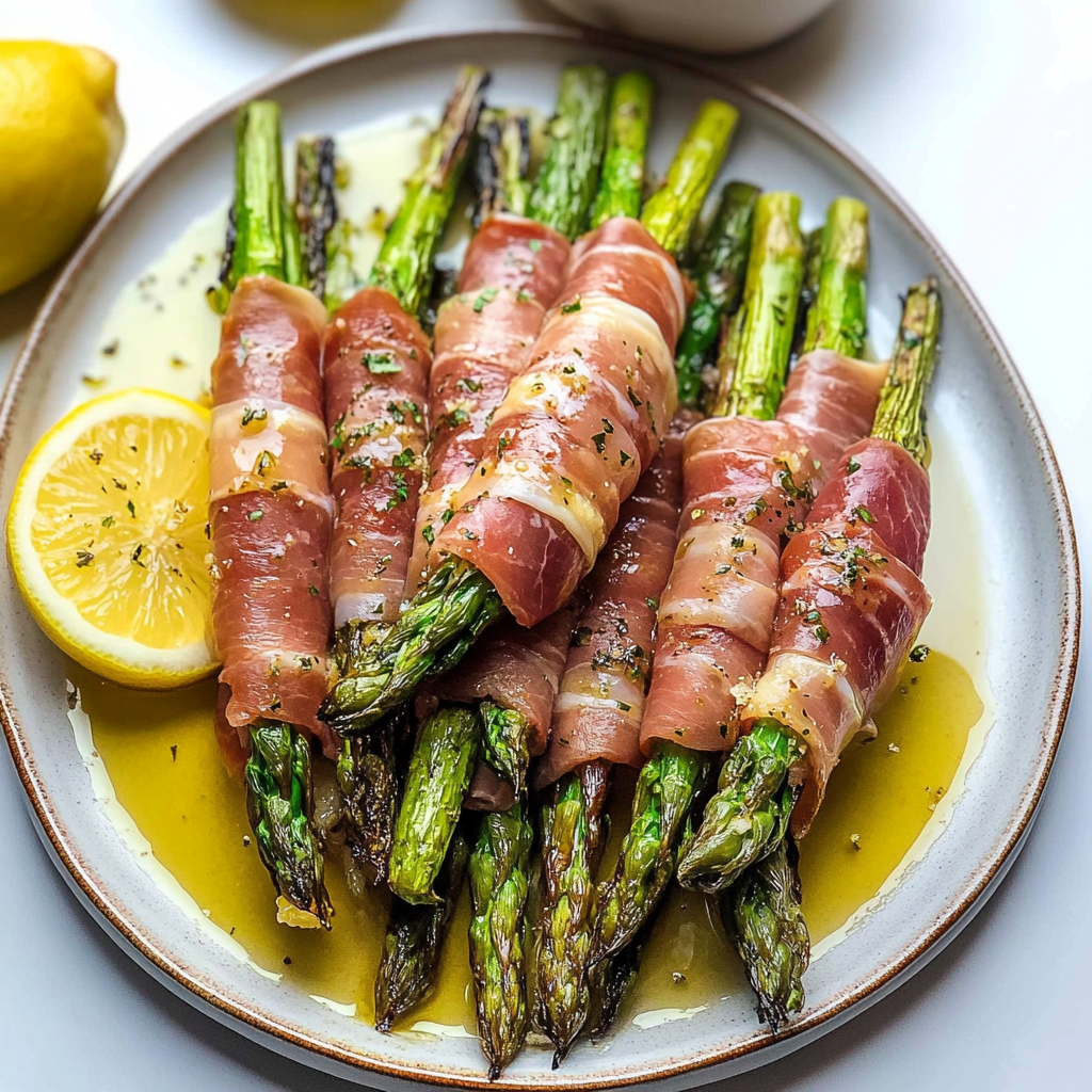 Recipe preparation for Prosciutto Wrapped Lemon Asparagus