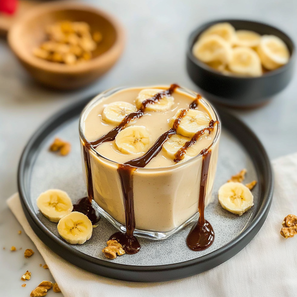 Recipe preparation for peanut butter banana smoothie