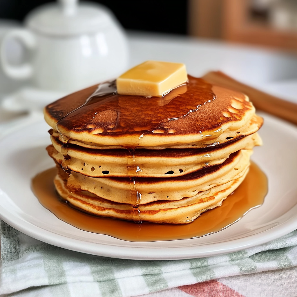Recipe preparation for Fluffy Sourdough Pancakes with Browned Butter Syrup