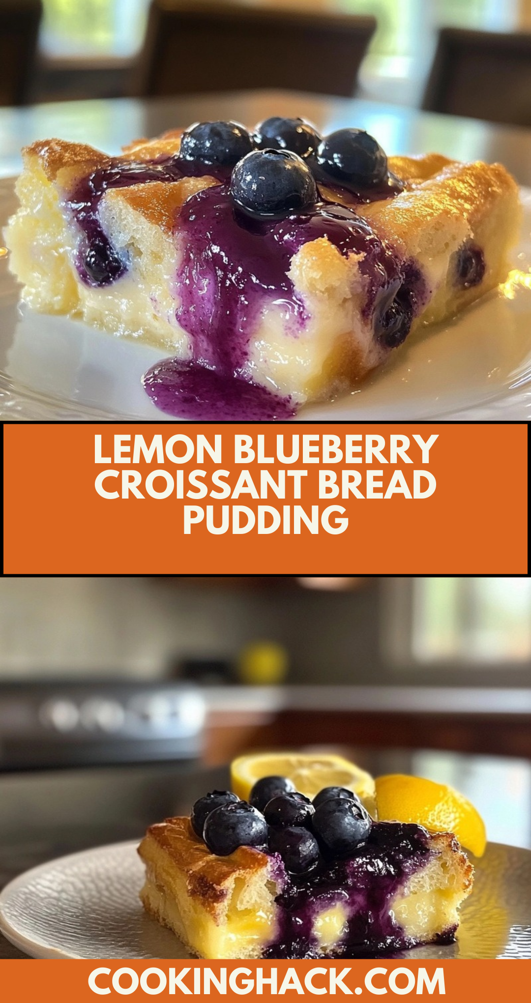 Lemon Blueberry Croissant Bread Pudding